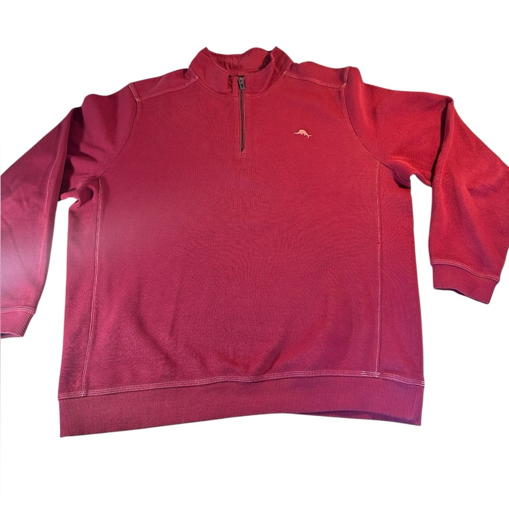 Tommy Bahama Mens XL Red Quarter Zip Pullover Sweatshirt Casual Resort Core